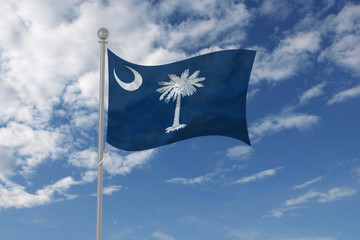 South Carolina flag waving in the sky
