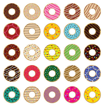 donuts fresh and sweet set illustration