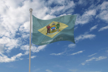 Delaware flag waving in the sky