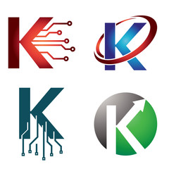 K - Initial Letter Technology and Internet Symbol Logo Collection