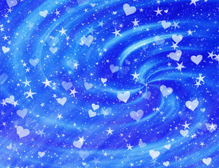 many dreamy flying stars and hearts
