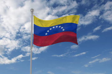 Venezuela flag waving in the sky