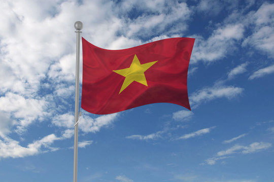 Vietnam flag waving in the sky