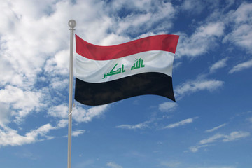Iraq flag waving in the sky