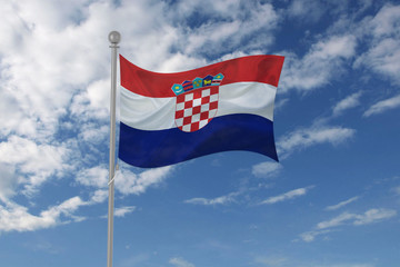 Croatia flag waving in the sky