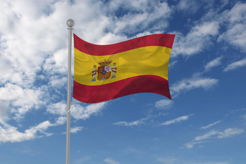 Fototapeta na wymiar Spain flag waving in the sky