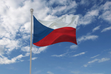 Czech Republic flag waving in the sky