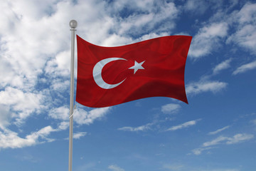 Turkey flag waving in the sky