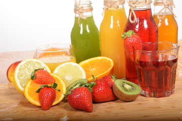 A glass of strawberry juice