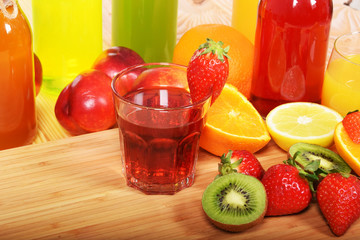 A glass of strawberry juice