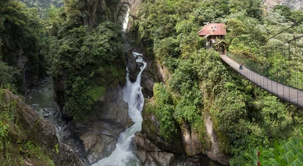 Foto op Canvas Pailon del Diablo - Mountain river and waterfall in the Andes. Banos. Ecuador © sunsinger