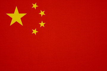 China flag with fabric texture