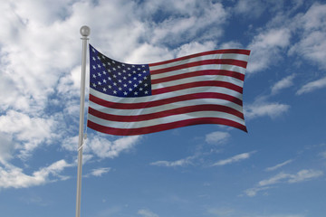 Obraz premium USA flag waving in the sky