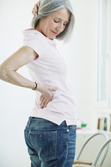 Lower back pain in elderly pers - obrazy, fototapety, plakaty