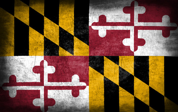 Maryland flag with grunge metal texture