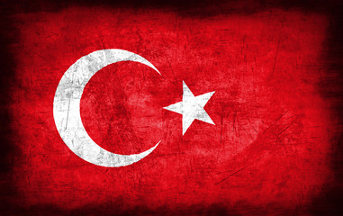Turkey flag with grunge metal texture