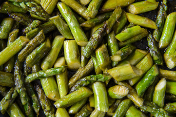 closeup of fried green asparagus