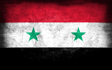 Syria flag with grunge metal texture