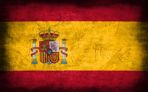 Spain Flag With Grunge Metal Texture