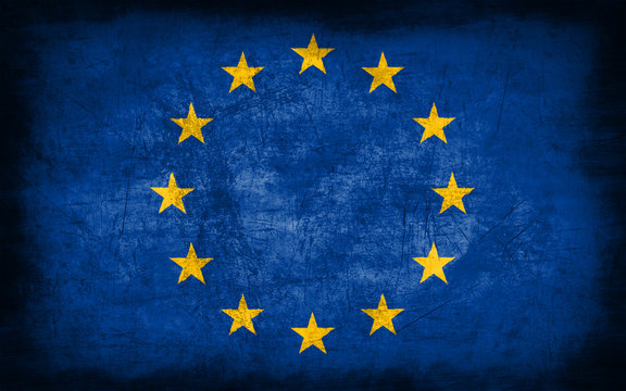 European Union flag with grunge metal texture © Onur
