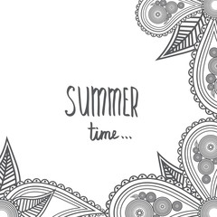 Summer time - Hand Drawn brush text. Handmade lettering for your