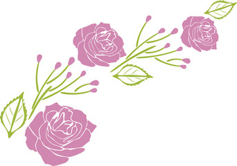 Decorative element with purple roses