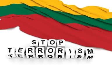 Lithuanian flag and write stop terrorism.