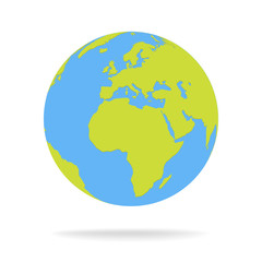 Green and blue cartoon world map globe vector illustration
