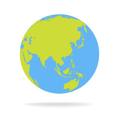 Green and blue cartoon world map globe vector illustration