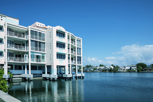 Naples Bay marina in Florida from Tamiami Trail. USA