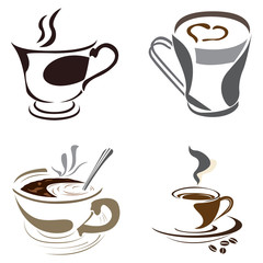 Set of abstract coffee logos, Vector illustration
