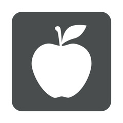 Icono plano manzana en cuadrado gris