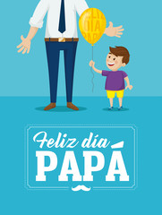 Naklejka premium Happy Father’s day card. Message in Spanish: Feliz día papá.