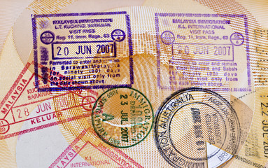 Arrival and Departure Stamps on Passport