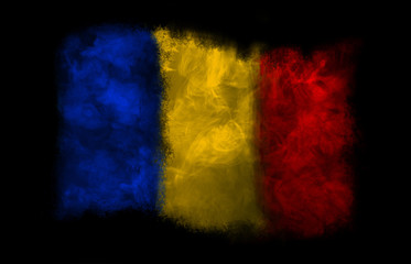 The national flag of Chad (photo of colored smoke)