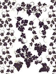 Seamless ornament and design elements with grapevines