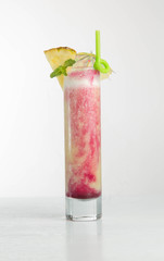 Fruit rose smoothies and ingredients apple banana lime mint blueberries and blueberries 