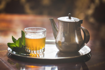 view of a moroccan traditional tea on a table