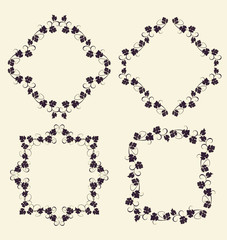Set of frames with vines in vintage style.