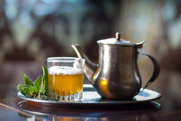view of a moroccan traditional tea on a table