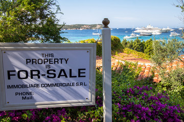 Luxury yachts at Porto Cervo bay at Sardinia Island, Italy