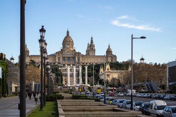Obraz premium National Palace of Barcelona on mountain Montjuic