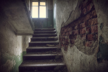 Staircase in an abandoned house