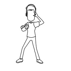 man in headphones gaming cyber technologies vector illustration