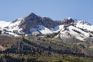 Utah snow peak mountains in northern utah near ogden and salt lake where winter sports are popular