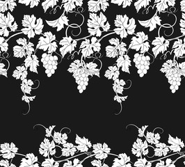Vector seamless pattern background with vines in vintage style.
