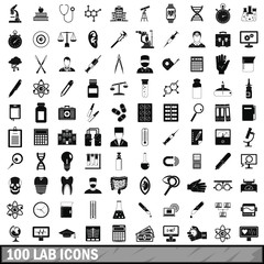 100 lab icons set, simple style 