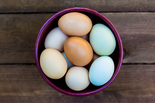 Colorful Eggs in Bowl