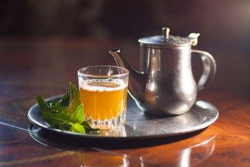 view of a moroccan traditional tea on a table