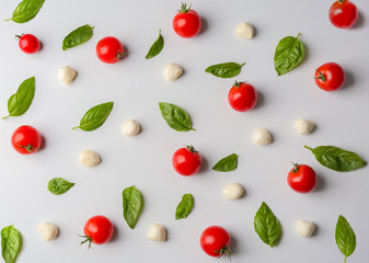 Pizza ingredients  on white background